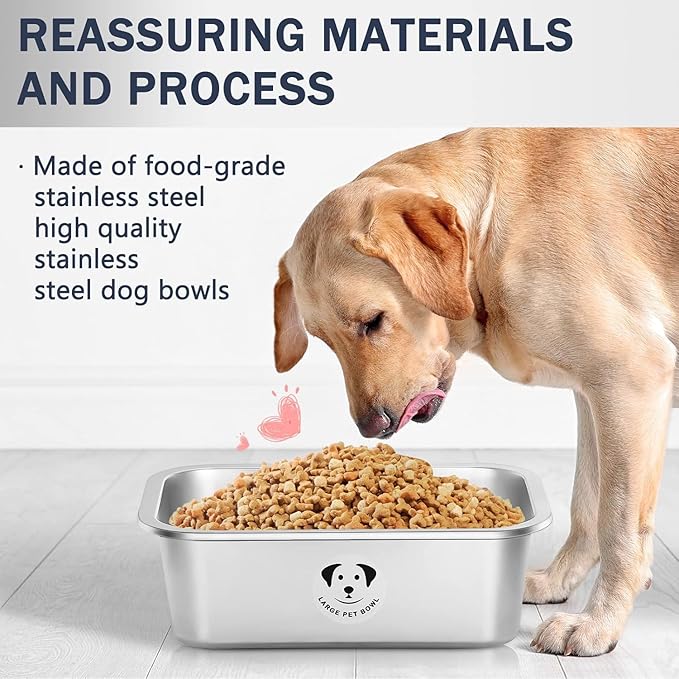 Stainless Steel Dog Bowls for Large Dogs, High Capacity Metal Dog Food Bowls, Food and Water Bowl for Larges, X-Large, and Big Dogs 4.2 Gallons