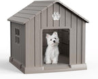 VIXZEN Dog House Outdoor, 31 Inches Weatherproof Resin Dog House Indoor Large with Air Vents & Elevated Floor, Doghouse Outdoor for Large Dogs, Easy Assembly, Versatile Storage Functionality, Grey