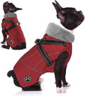 Doglay Dog Jacket Waterproof Dog Coat with Harness Built in, Christmas Puppy Winter Coat Reflective Turtleneck Puffer Snow Jackets for Small Medium Large Dogs