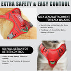 BARKBAY No Pull Dog Harness Large Reflective Dog Harness with Front Clip and Easy Control Handle for Walking Training Running with ID tag Pocket(Red,XS)
