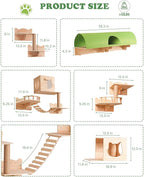 Cat Wall Shelves, 18 in 1 Cat Wall Furniture with Green Tunnel, Condos, Bridge, Climbing Post & Scratching Pad Modular Wall Mounted Cat Playground for Large Spaces & Multi-Cat Homes