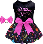 CuteBone Birthday Dog Dresses Velvet Holiday Small Dogs Clothes Onesie Pet Apparel Girl Puppy Skirt with Bow Hair Rope CVA50XS-D