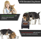 HTB Elevated Dog Bowls, Raised Dog Bowl Stand with 2 Stainless Steel Bowls, Elevated Raised Dog Bowls for Large Medium Small Sized Dogs- Black Small