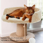 2 Pcs 13.39 Inches Semi Edged Cat Tree Replacement Parts Cat Tree Tower Accessories with Hanging Elastic Strings Pom Pom Toys for Platform Perch Shelves(Creamy White)