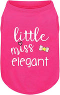 Pink Cotton Dog Shirt with 'Little Miss Elegant' Print, Soft & Breathable Pet Apparel for Small to Large Dogs, All-Season Sleeveless Vest, Cute and Comfortable Dog Outfit.Pink Bow XL