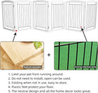 ZJSF Freestanding Foldable Dog Gate Wooden Extra Wide White Puppy Gate 6 Panels Tall Pet Gates for The House Dog Fence