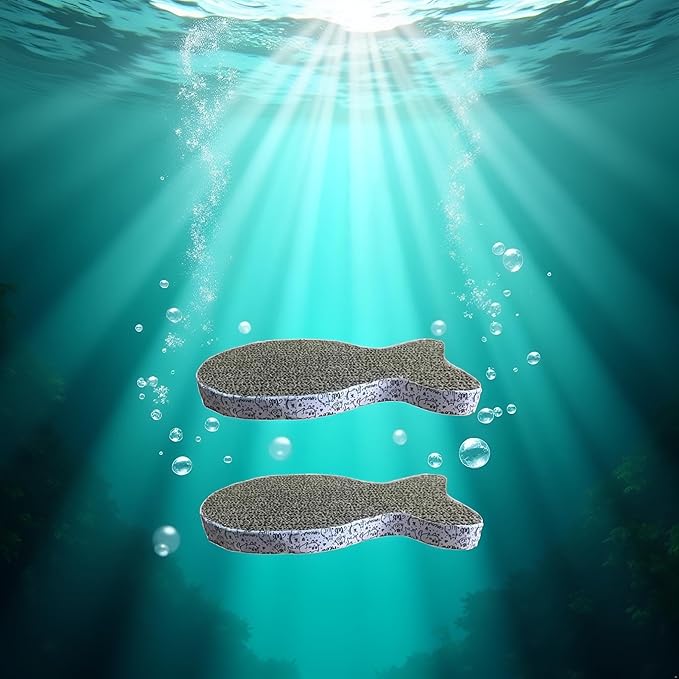 2Pcs Cat Scratching Board Premium Scratch Textures Cardboard Anti-Scratch Stress Relieve Indeformable Fish Self-Adhesive Scratching Board, Cat Scratching Pads (28×15×2.5 cm)
