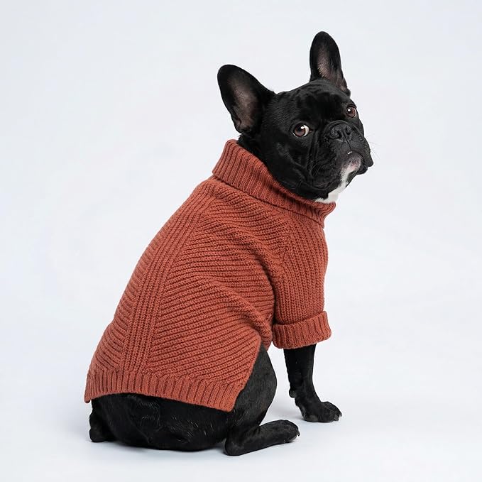 Fitwarm Thermal Knitted Dog Sweater Doggy Winter Coat Pet Clothes Doggie Turtleneck Jacket Puppy Outfits Cat Sweatsuit Red XS