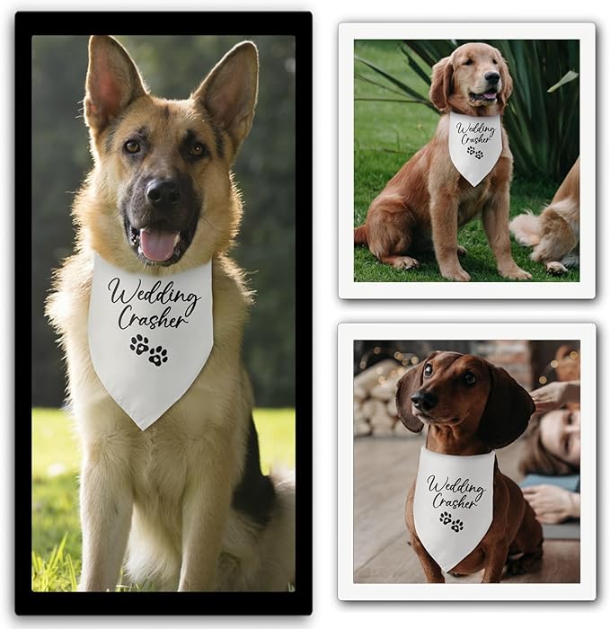 Wedding Crasher Dog Bandana Engagement Gifts for Couples Wedding Engagement Announcement Photo Prop Pet Scarf Accessories for Pet Dog Lovers Gifts