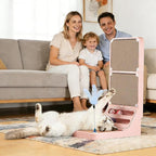 Cat Scratcher Cat Scratch Pad L Shape Wall Mounted Dual Use (Vert/Horiz) Kitten Bunifa Scratching Card Board Vertical Post with Ball Toys Feathers,Protecting Furniture Core is Replaceable Large Pink