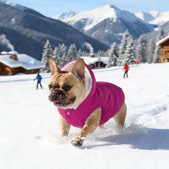 Windproof Waterproof Dog Coat - Fleece & Cotton Lined Warm Dog Jacket, Cold Weather Pet Apparel Clothes Vest - Sizes S to 3XL (Pink)