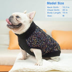 BEAUTYZOO Cable Knit Small Dog Sweater, Color Block with Fuzzy Thread Knitted Turtleneck Dog Knitwear with Dots in a Variety of Colors for Small Medium Dogs Fall Winter Dog Clothes, M Black