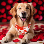 E-Clover Valentine Cute Dog Bandana & Matching Scrunchie-Heart Dog Bandanas Red Pet Scarf Bib for Medium Large Dogs Girl Boy Owner Mothers Day Mom Gift