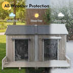 59''L Extra Large Dog House with 2 Doors, Wooden XL Dog House Outdoor Weatherproof with Chew-Proof Iron Frame, Openable Roof, 2 Windows, Indoor Doghouse Pet Shelter Fits Small to Middle Dogs