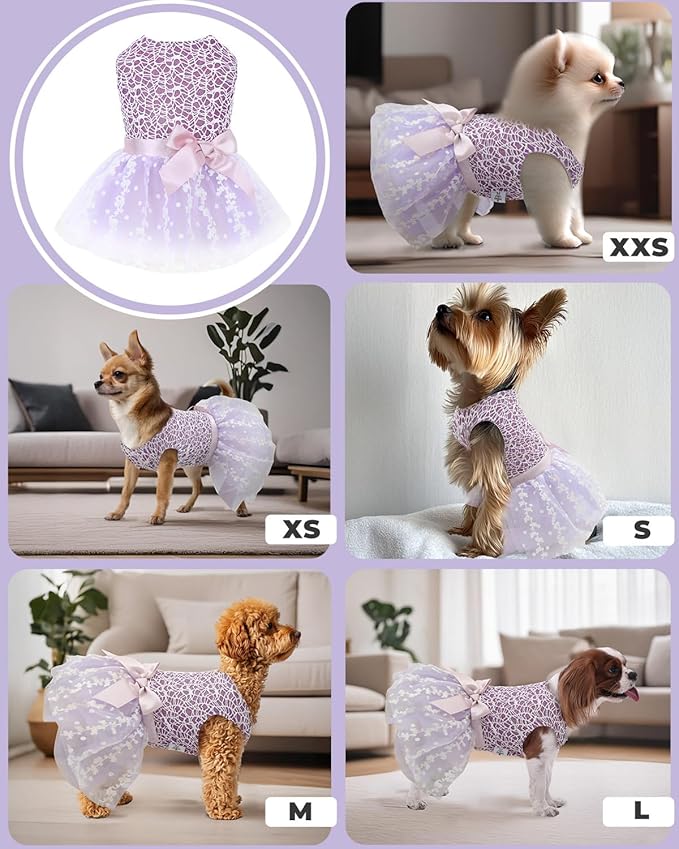 CuteBone Dog Birthday Dress Girl Puppy Skirt Tutu Cat Wedding Outfit Pet Party Clothes for Small Dogs Costume DD14L