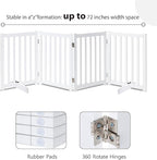 LZRS Freestanding Extra Wide Dog Gate 30 inch Tall - 4 Panels Solid Wooden Pet Gate for Doorways, Stairs, Hallways,Kitchens& Long Areas, Expandable & Foldable with Support Feet,Indoor Use,White