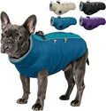 IDOMIK Warm Dog Coat with Harness, Waterproof Reflective Dog Jackets for Small Medium Large Dogs, Fleece High Collar Winter Jacket with Zipper, Pet Winter Snowsuit Clothes for Cold Weather,Blue L
