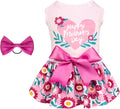 CuteBone Happy Mother's Day Dog Dress Velvet for Small Dogs Girl Floral Skirt Pink Puppy Dresses Dog Clothes CVA22XS-D