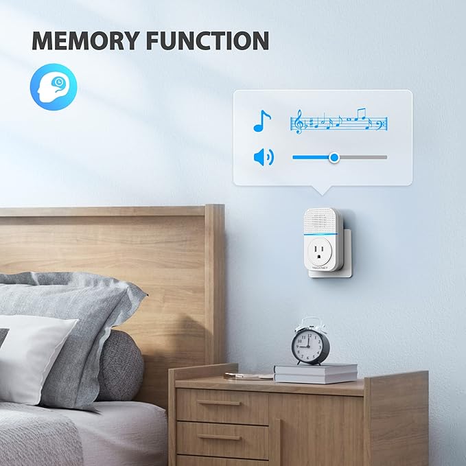 TECKNET Wireless Doorbell, Plug-through Door Bell, IP66 Waterproof Doorbells, 1300ft Cordless Rang Door Bell Ringer Wireless, 60 Ringtones & 5 Level Volume, 0-110 dB Doorbell Chime for Home/Classroom