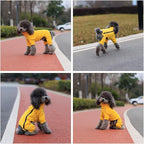 Lovelonglong Warm Dog Coat, Windproof Dog Jacket for Small Medium Large Dogs, 4 Legged Fleece Dog Winter Coat Zippered Closure Dog Outdoor Jacket Yellow XXXXL