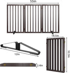 Dog Gate for Doorways 32" Tall Freestanding Dog Gate for Stair Foldable Pet Gate for Dogs Indoor (Brown,3 Panel)