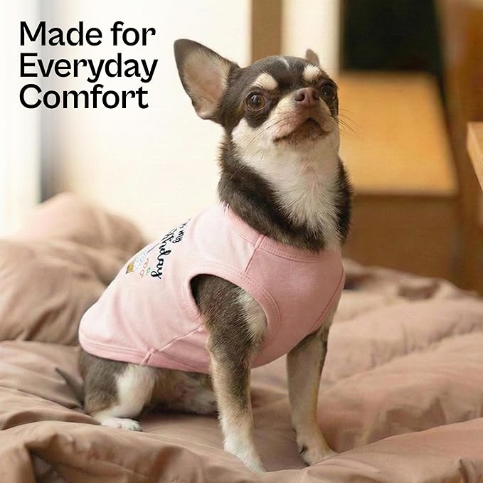 Parisian Pet Dog Shirt – 100% Cotton Shirts for Medium Dogs – Pink Sleeveless Puppy Clothes – Lightweight and Breathable Dog Birthday Shirt – Girl Dogs Clothes - Stretchy Pet T Shirts