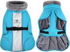 Queenmore Dog Coats for Large Breeds, Dog Snow Jacket, Adjustable Easy On Pet Winter Jackets, Waterproof Cold Weather Pet Coat, Blue, L