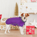 Fragralley Dog Coat Large, Waterproof Dog Jacket with Warm Fleece Lining, Adjustable Reflective Dogs Winter Coat, Turtleneck Pet Coats for Cold Weather (Purple XL)