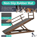 Dog Ramp, 5 Level Adjustable Height Folding Pet Ramp for High Bed, Portable Paw Ramps Large Bed Ramp for Medium & Large Old Dogs & Cats - Natural Wood Furniture Quality