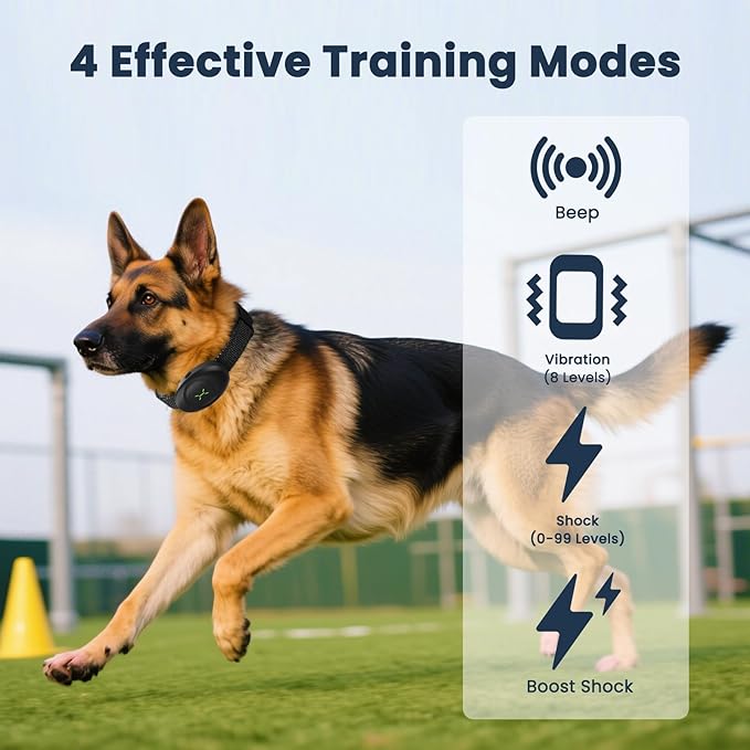 Dog Shock Collar with Soft Neoprene Padded - 4 Training Modes E Collar with 1600FT Remote Control for 5–120 lbs Large Medium Small Dogs, IPX7 Waterproof, Black