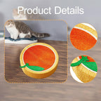 Cat Scratcher Bed Lounge Round Anti Slip Bottom 40cm Mat Cat Scratch Pad for Indoor Cats to Play, Rest, Grind Kitten Training, Orange