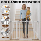 Baby Gate for Stairs, 29.7-40.6" Pressure Mounted Dog Gate, Auto Close Safety Gate for Children & Pets, Easy Install Pet Gate with Walk Thru Door for Doorways & Hallways, No Drilling, Dual-Lock Design