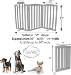Freestanding Dog Gate Indoor,Doggie Gate Foldable Pet Gates for Doorways,Stairs or Hallways, Wooden Grey Pet Gate for the House, Pet Fence with Support Feet Included,32 "Height-3 Panels