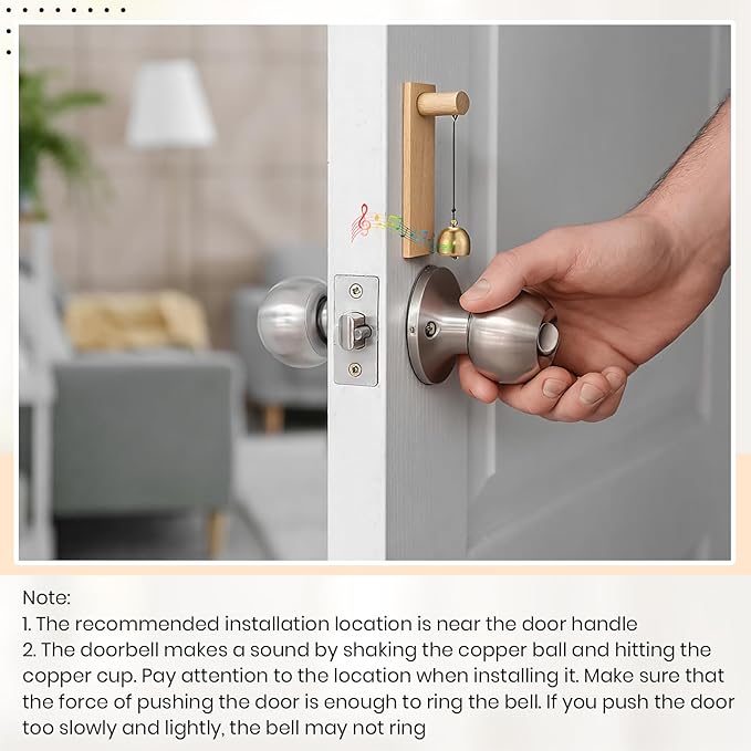 2 Pcs Shopkeepers Bell for Door Opening, Magnetic Wood Doorbell Chime When Door Opens, Magnetic Doorbell for Cafe Glass Doors Store Entrance, Housewarming Gift(Strip,5.91 x 1.38 Inches)