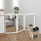 ZJSF Freestanding Foldable Dog Gate for House Extra Wide Wooden White Puppy Gate Stairs Dog Gates Doorways Tall Pet Gate 3 Panels Pet Fence