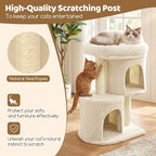 DORTALA Cat Tree for Indoor Cats, 26-Inch Cat Tower with 2 Cozy Condos, Sisal Scratching Post, Plush Top Perch, Modern Kittens Activity Play Center (Beige)