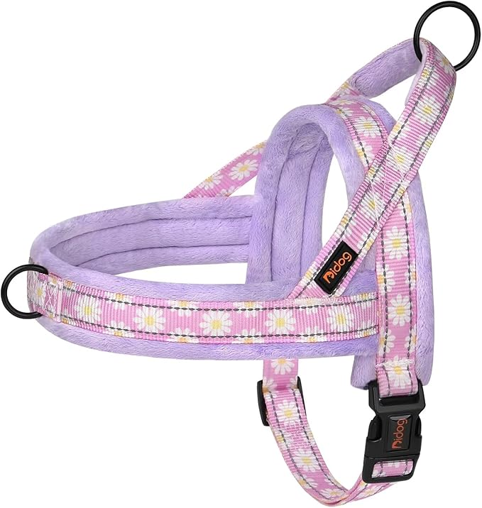 Didog No Pull Dog Harness with Soft Padded, Easy Walk Dog Harness with Quick Release Buckle, Adjustable & Reflective Pet Harness with Soft Padded for Small Medium Dogs (S:Chest 19-22", Purple)
