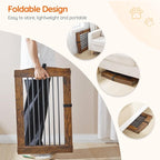 HOOBRO Indoor Dog Gate with Support Feet, Freestanding Pet Gate for Doorway, Stairs, 24 Inch 3 Panels, Folding Dog Fence, 360° Hinge for Easy Access, Sturdy Iron Pipe, Rustic Brown BF05PP03