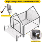 Dog House Outdoor,Dog Kennel Outside for Large Breed,Weatherproof Large Dog Shelter with Anti-Chewing Iron Frame (White-N, 45" D x 32.9" W x 32.6" H)