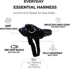 ShawnCo Essential Dog Harness, No-Pull Pet Vest with 3 Leash Clips, No Choke, Reflective, Adjustable and Padded, for Easy Walking and Training for Small, Medium and Large Dogs (USA Flag,S)