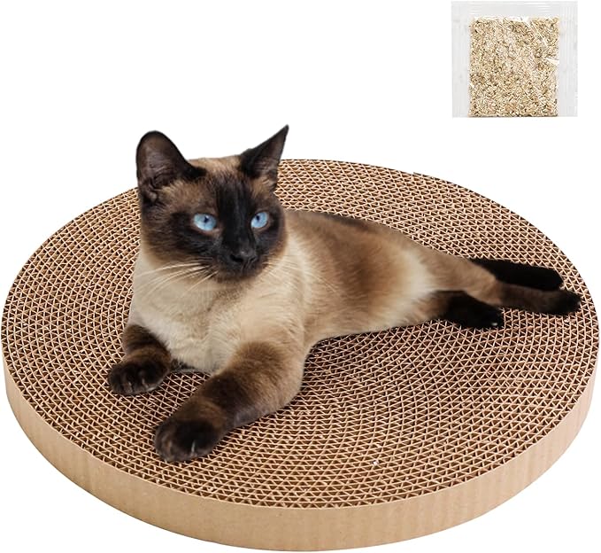 Round Cat Scratcher Replacement Pads -Circle Cat Scratcher Pad Cardboard Cat Scratchers Refill 10 inch Diameter 7/8 inch Thickness Pet Supplies, Relieves Stress, Supports Pet Behaviors, 1 Count