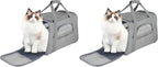 FluffyDream Pet Travel Carrier Soft Sided Portable Bag for Cats, Small Dogs, Kittens or Puppies, Collapsible, Durable, Airline Approved, Travel Friendly (Grey, 17.0" L x 10.0" W x 11.0" H) (Grey)