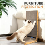 PaPaPet Cat Scratcher, 26.8 Inch L Shape Cat Scratchers for Indoor Cats, Protecting Furniture Cat Scratch Pad, Cardboard Cat Scratching with Ball Toy