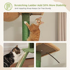 PEQULTI Cat Tree Floor to Ceiling,Cactus Tall Cat Tower, Adjustable Height (83''-108'') 5 Tiers Climbing Tree for Indoor Cats with Cat Condo, Scratching Post and Ladder, Green