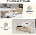 Meeyoview 30" Horizontal Scratching Post, Sisal Cat Scratcher with Spring Toy, Large Floor Mount Scratching Pad, Furniture Protector for Indoor Cats, Oval