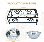 Elevated Dog & Cat Bowls with Stand – Raised Pet Feeder for Small Dogs & Cats, Stainless Steel Dog Food Bowls Elevated, Cat Food Bowl Stand, Elevated Cat Feeding Station (Black)