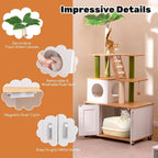 PETSITE Cat Tree with Litter Box Enclosure, Multi-Level Modern Cat Tree Tower with Sisal Scratching Posts, Cat Condo, Ladder, Dangling Balls, Interactive Sisal Rope, and Hidden Litter Box