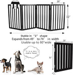 ZJSF Freestanding Indoor Dog Gate for House Foldable Wood Black Puppy Gate for Doorways Pet Gate for Stairs Extra Wide Pet Fence 32" Height 4 Panels