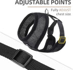 PUPTECK Soft Mesh Dog Harness and Leash Set Pet Puppy Cat Comfort Padded Vest No Pull Harnesses, Solid Black, S