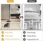 Dog Gate Indoor,18"-45" Adjustable Extra Wide Metal Short Dog Gate to Step Over, 18" Tall Small Pet Gate with 3 Extension Kits, Pressure Mounted for Doorways & Stairs
